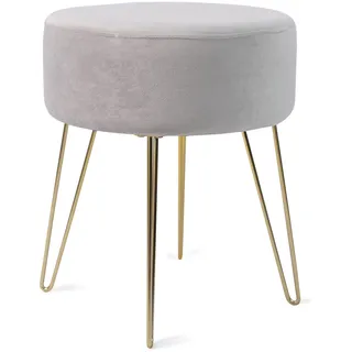 Zedelmaier Runder Sitzhocker Schminktisch Hocker Ottoman Gepolsterter Hocker Metallstütze Grau