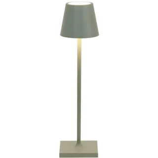 Zafferano, Poldina Micro Lampe, Kabellose, Wiederaufladbare Tischlampe mit Touch Control, Geeignet für Wohnzimmer und Außenbereich, Dimmer, 2200-3000 K, Höhe 27,5 cm, Farbe Salbeigrün