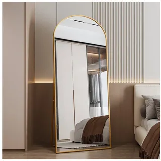 PXloue Ganzkörperspiegel 180x80 Oval Wandspiegel Standspiegel Groß Wand Ganzkörper, Spiegel Rund,Industrial Wandspiegel, für Schlafzimmer Badezimmer goldfarben