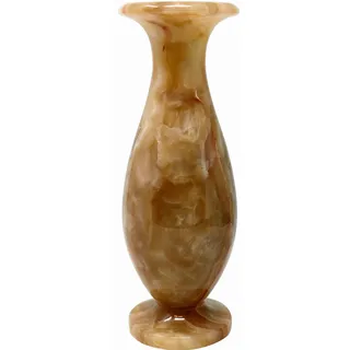 Vase Tulpe aus Onyx Marmor, 20 cm, Handarbeit Halbedelstein Naturstein Dekovase Blumenvase Aragonit