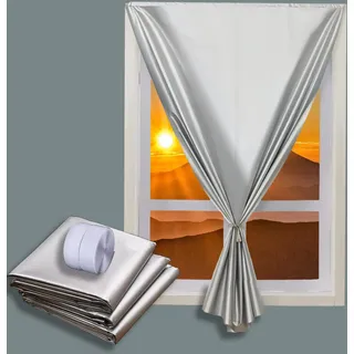 Verdunkelungsstoff Verdunkelungsrollo Verdunkelungsvorhänge mit Klettverschluss Lichtdurchlässig 99% Sonnenschutz Gardinen mit Thermobeschichtung ohne Bohren 85 * 85cm (B* H)
