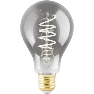 EGLO connect.z Smart-Home LED Leuchtmittel E27, A60, ZigBee, App und Sprachsteuerung Alexa, dimmbar, warmweiß, 4 Watt, Vintage-Glühbirne Rauchglas, Schwarz-transparent