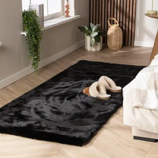 FRAAI | Home & Living Hochflor LäUfer - Comfy Supreme Schwarz - 80x200 cm - Shaggy, Einfarbig - Modern, Skandinavisch - Schlafzimmer, Flur - Fellteppich
