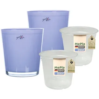 Heimwerkercenter Übertopf MePla - 2 Stück - Glas-Orchideenkübel ø 12,5 + Pflanztopf 12 lila