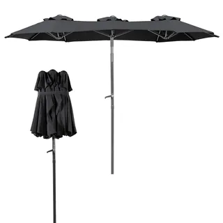 Mojawo Doppelter Kurbelschirm Gartenschirm Sonnenschirm Balkonschirm Schirm 300 x 150 xH.220cm knickbar Polyester, Farben:Anthrazit - 300 x 150 x 220 cm