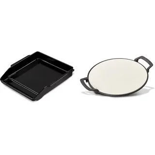Enders Plancha Grillplatte, aus emailliertem Guss & SWITCH GRID Pizzastein, Halter aus Gusseisen