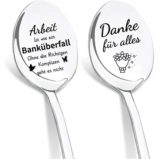 DIKARIYA Kleine Abschiedsgeschenk für Kollegen 2er Kaffeelöffel mit Gravur