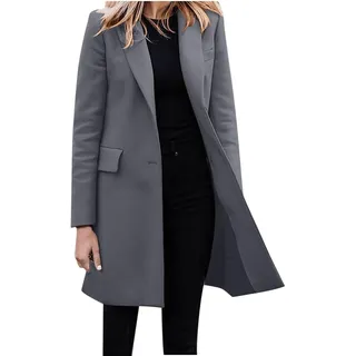 JIANROU Damen Lässig Elegante Langarm Revers Blazer Jacke,Cape Blazer Damen Blazer Ohne Ärmel Strickweste Damen Langarm Beige Sweatjacke Schwarzer Longblazer Damen Wollblazer Damen Beige - S