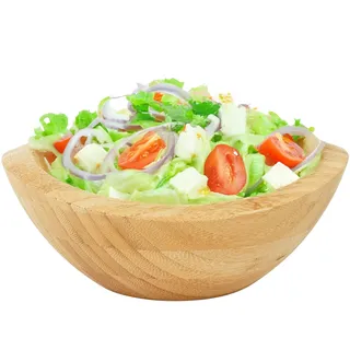 Relaxdays Salatschüssel Bambus Braun oval 20 cm x 18 cm x 8 cm