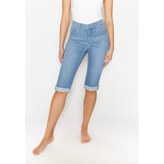 ANGELS 5-Pocket-Jeans Jeans Capri TU mit Used-Look mit Label-Applikationen blau