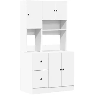 vidaXL Küchenschrank, Küchenzeile mit Türen Schubladen, Hochschrank für Küche Restaurant Hotel, Küchenmöbel, Modern, Weiß Holzwerkstoff