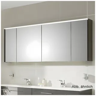 Pelipal Serie 6010 (Solitaire) Spiegelschrank 184 x 17,6 x 70,9 cm mit LED-Lichtkranz, Waschplatzbeleuchtung und LED-Profil 6010-SPSB07-432AN+2xEB-L-WP01, Badmöbel, schwarz matt