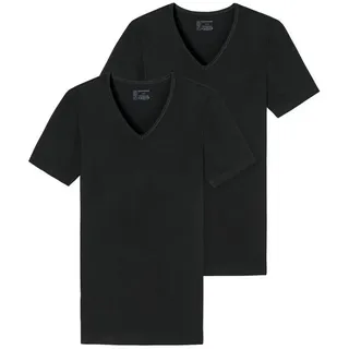 Schiesser T-Shirt (2-tlg) V-Ausschnitt, kurzarm, im 2er Pack schwarz