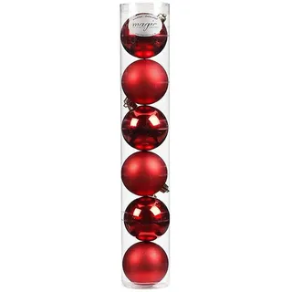 Große Kunststoff Weihnachtskugeln | Set mit 6 Kugeln 8cm | Christbaumschmuck Weihnachtsschmuck bruchfest (rot)