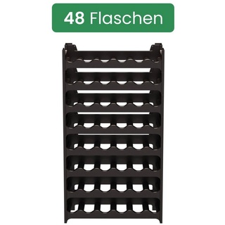 ARTECSIS Weinregal stapelbar Kunststoff für 48 Flaschen, stabiles Flaschenregal für Gastronomie und Lagerraum, erweiterbare Weinlagerung, Schwarz