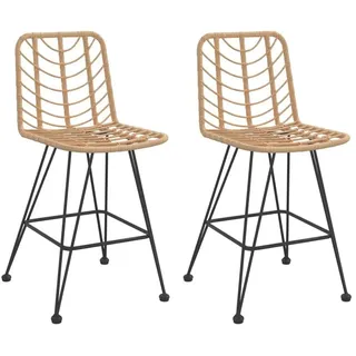 vidaXL Barhocker 2 Stk. 45 x 56 x 103,5 cm Rattan Braun/Schwarz