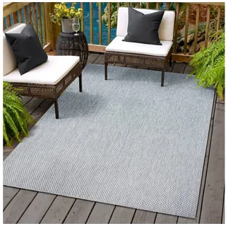 Sanat Melissa Outdoor Teppich Wetterfest - Balkon Teppich Wasserabweisend - Teppich für den Innen und Außenbereich, Terrasse, Garten, Wohnzimmer oder Küche - Hell Grau, 80x150 cm