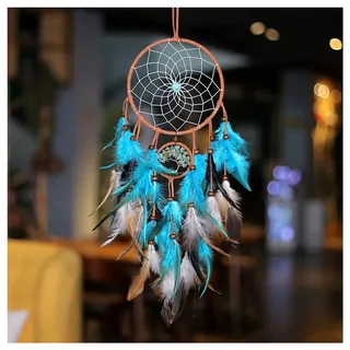 Dream Catcher Hängender Indianer-Feder-Traumfänger für den Innenbereich, Segensgeschenk – Blau