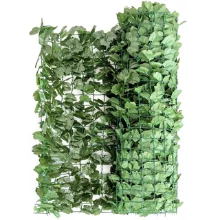 Kunstpflanze Efeu, COSTWAY, Höhe 150 cm, Pflanzenwand, Sichtschutz, L: 300cm grün 300 cm x 150 cm