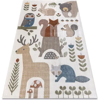 Rugsx - Teppich Bono 8425 Waldtiere Creme / Braun Multicolour 240x330 Cm