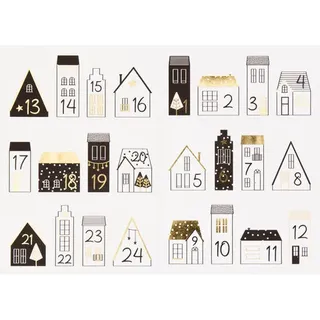 Sticker Adventskalenderzahlen "Häuser", 24 Stück