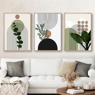 3er Design Poster Set Wandbilder, Abstrakt Strichzeichnung Pflanze Blumen Leinwand Bilder Wohnzimmer Bilder Ohne Rahmen (50 * 70cm)