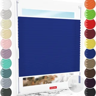 Schuette® Plissee ohne Bohren ● Premium Kollektion: Deep Lagoon (Blau) ● 80x100cm (Breite x Höhe) ● Suprafix Faltrollo Klemmfix 2.0 Rollo ● 60 Sekunden Plisseerollo Montage inkl. Video