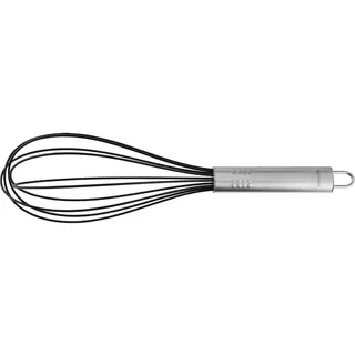 Fackelmann Schneebesen, Rührbesen mit Funktionsteil aus Edelstahl & Silikon, Küchenhelfer für beschichtete Pfannen und Töpfe (Farbe: Silber), Menge: 1 Stück