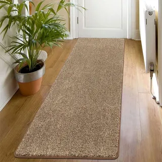 SHACOS Teppich Läufer Flur 60x180 cm, rutschfest, Küchenteppich Waschbar, Flurläufer Modern, Teppichläufer für Flur, Küche, Eingang, Wohnzimmer, Braun