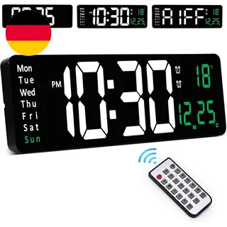 Sukeen Wanduhr, 16" Digitale Wanduhr Mit Fernbedienung, Große Digitale Uhr Lautl
