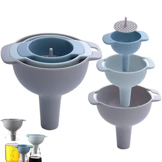 Trichter Kunststoff Trichter Küche Mit Sieb Trichter Mini Kitchen Strainer Trichter Set Für Küche Und Haushalt Wasserflaschen Ölflüssigkeiten Und Pulver, Lebensmittelecht, 4 In1 Trichter Filter Set