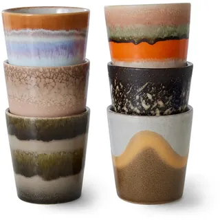 HKliving - 70's Kaffeebecher, 230 ml, elements (6er-Set)