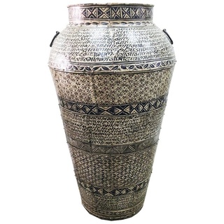Marrakesch Orient & Mediterran Interior Dekovase Große Vintage Vase, Dekovase, Standvase, Handarbeit beige|grau|schwarz