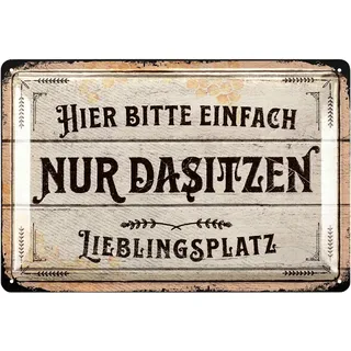 LANOLU Retro Blechschild LIEBLINGSPLATZ Schild - Outdoor Garten Deko Garten Vintage Schilder - Chill Lounge Gartendeko - Wanddeko Garten Schild aus Metall, 20x30cm