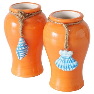 BOLTZE GRUPPE GmbH Dekovase Sohaya 2er-Set Vase, maritim mit Muschel-deko, 12cm hoch (2 St)