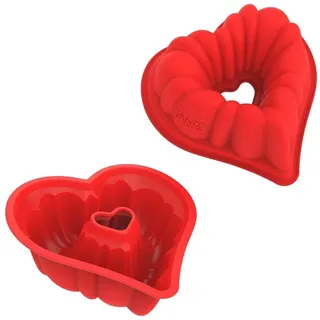 LuxusKollektion Herzkuchenform Herzbackform Silikon Antihaft Kuchenform Pudding 20cm Herzbackform x2 rot