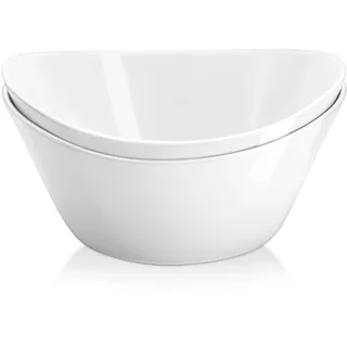 Yedio Salatschüssel-Set, Porzellan-Servierschalen für Küche, große weiße Schüsseln für Suppe, Haferflocken, Nudeln, Snacks, 2 Stück, mikrowellengeeignet und spülmaschinenfest