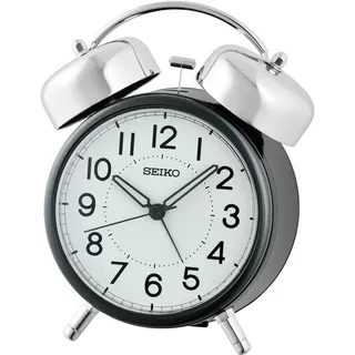 Quarzwecker SEIKO, schwarz, Wecker, Glockenwecker, Schlafzimmer, durchlaufende Sekunde, Beleuchtung
