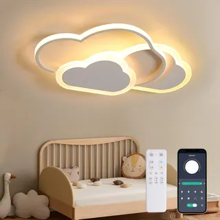 YUEEU Led Deckenleuchte Schlafzimmer 52CM Dimmbar Kinderzimmer Lampe Decke Wolke Deckenlampe Kinderlampe,Wolkenlampe mit Fernbedienung, Deckenleuchten für Kinder,Babyzimmer Nachtlicht