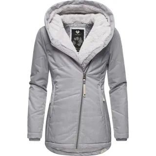Winterjacke RAGWEAR "Gordon", Damen, Gr. S (36), grau (ash), Außenmaterial: 100% Polyester. Innenfutter: 100% Polyester. Wattierung: 100% Polyester, figurbetont hüftlang, asymmetrischer Ausschnitt, Ärmel ohne Ärmelschlitz Rippstrickbündchen, Jacken Winterjacke, Sportliche wasserdichte Outdoorjacke mit Kapuze