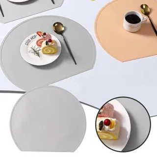 Kleinkind-Tischset, rund, für Esstisch, Silikon-Tischsets für Kinder, Kleinkinder, Kinder, Wiederverwendbare, rutschfeste Tischsets, Babynahrungsmatten (Grey, One Size)