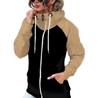 Damen Outdoorjacken Fleece Jacke Baggy Pullover Casual Coat Sport Warme Winterjacke Beige,Größe XXL