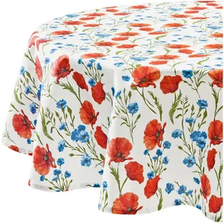 REDBEST Tischdecke Tischdecke, Baumwolle Blumen rot rund | 160 cm x 160 cm