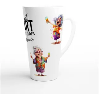 Alltagszauber Latte-Macchiato-Tasse Jumbo-Tasse YOUNG AT HEART, 2-tlg., Keramik, extra groß, für ca. 500ml Inhalt
