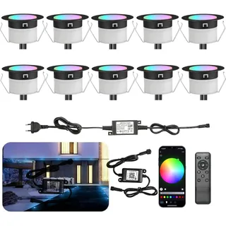 Wlan-fähige Rgbw-einbaustrahler, Ip67 Wasserdicht, Ø45 Mm – Beleuchtung Für Terrasse, Patio, Weg, Wand, Garten, Dekoration, Innen- Und Außenbereich (10 Stück)
