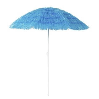 Lex Hawaii Sonnenschirm Bastschirm Ø 160 cm UV30+ Strandschirm Knickschirm blau : Blau