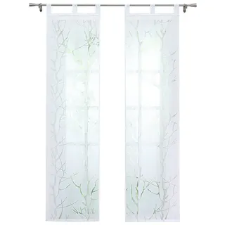 Joyswahl Schiebegardine (2 St), Schlaufen, halbtransparent, 2er Set, Voile, Ausbrenner in Zweig-Muster weiß 57 cm x 225 cm