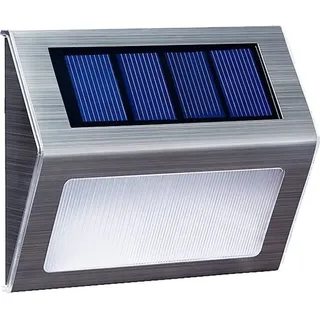 3LED-Solar-Gartenleuchte aus Edelstahl fuer Aussentreppen, Wege, Terrasse, L-ED-Solarstrassenlaterne
