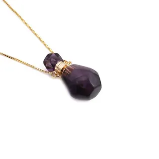 ARTQ Damen Edelsteine Ketten Parfümflasche Form Amethyst Naturstein Halskette Statement Einfache Chakren Kristall Anhänger Halskette Schmuck Für Männer Und Frauen