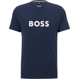 BOSS Herren T-Shirt - T-Shirt RN, Rundhals, Kurzarm, großer Logoprint, Baumwolle Marine L